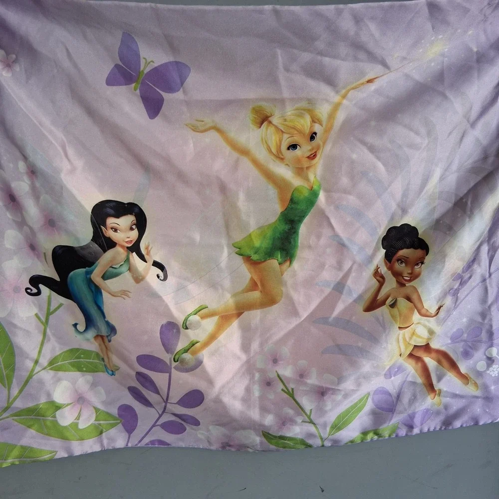 Disney Fairies Tinker Bell Satin Purple Pillowcase Set of 2 Silvermist Iridessa